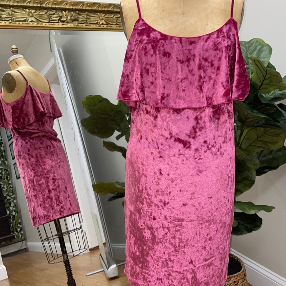 Pink Crushed Velvet Off the Shoulder Mini Dress size medium